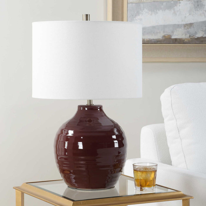 Table Lamp - Ruby Red / Antique Brass