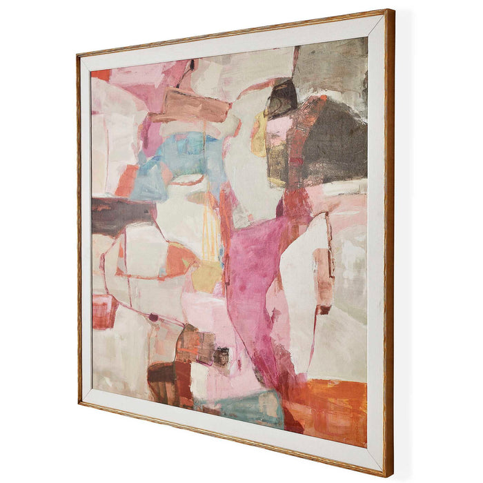 On The Right Path - Framed Canvas - Blue / Brown / Gold