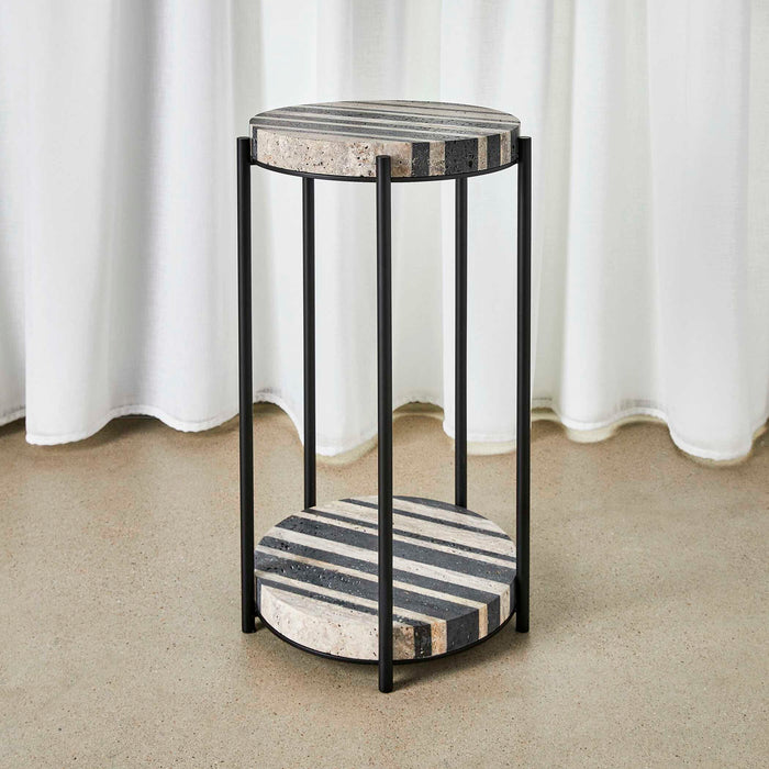 Strie - Accent Table - Black / White