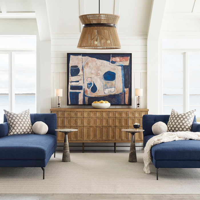 Blue Tableau - Framed Canvas - Blue / Brown / Pink