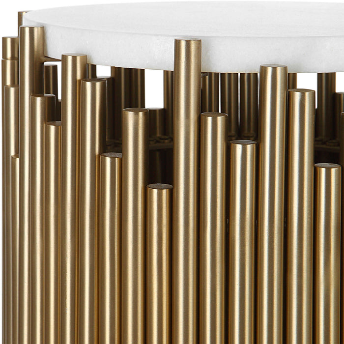 Pipe Dream - Accent Table - Brass / White
