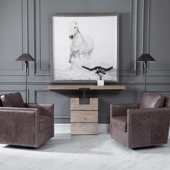 Telescope - Buffet Lamp - Gray Travertine/Bronze