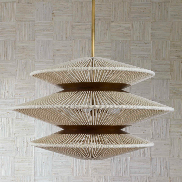 String Trio - 6 Light Pendant - Brass / White