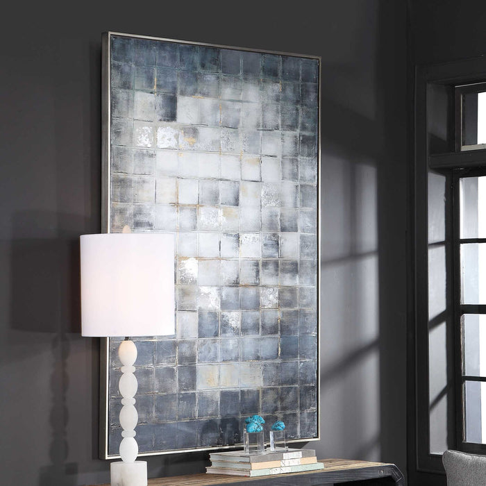 Graphs - Hand Painted Canvas - Blue / Gold / Gray