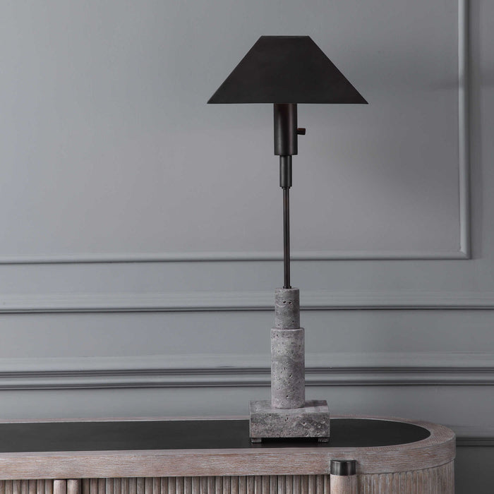Telescope - Buffet Lamp - Gray Travertine/Bronze