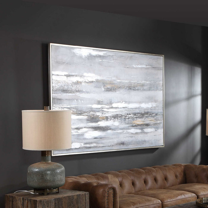 Smoky Waves - Hand Painted Canvas - Black / Brown / Gray