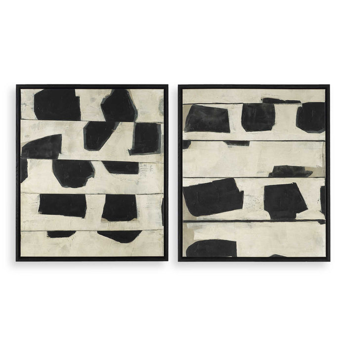 On The Line - Framed Canvases (Set of 2) - Black / Beige