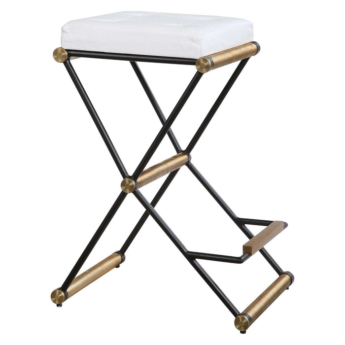 X Marks The Spot - Counter Stool - Black / Gold / White