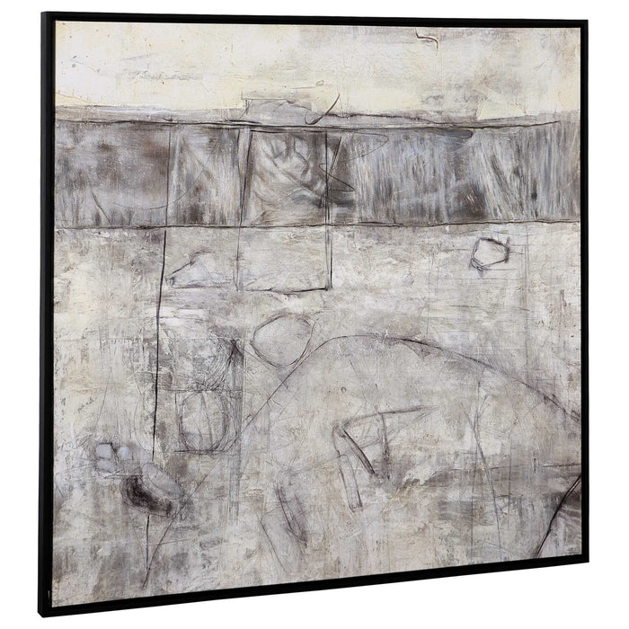 Edge Of Day - Framed Canvas - Black / Gray / White