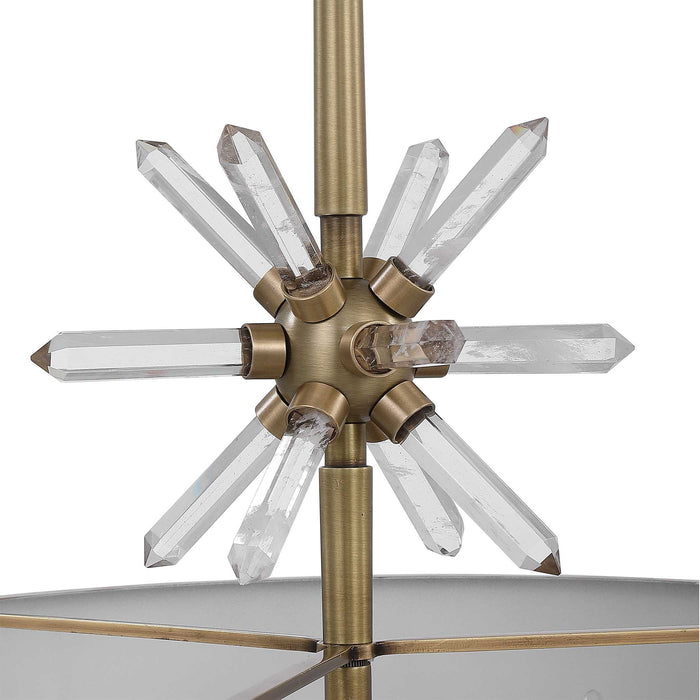 Star Quartz - 6 Light Pendant - Antique Brass