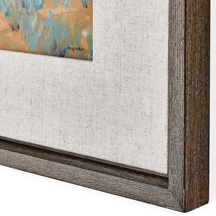 Buffalo - Framed Canvas - Blue / Brown / Gold