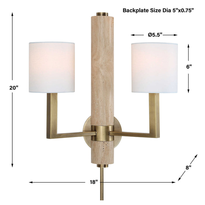 Commune - 2 Light Sconce - Brass
