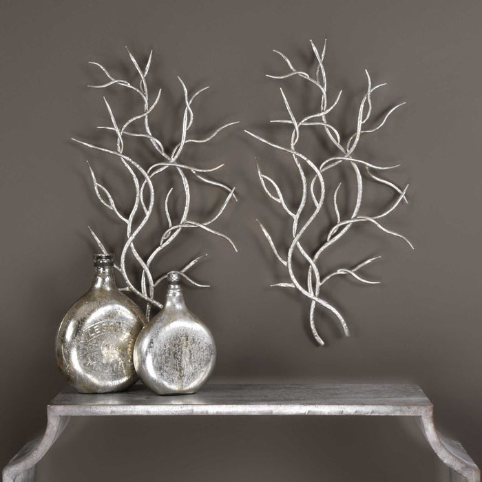 Silver Branches - Wall Art (Set of 2) - Pearl Silver