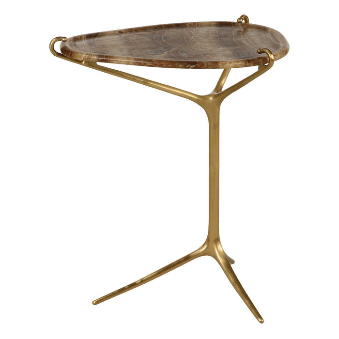 Sure Footed - Accent Table - Brass / Brown