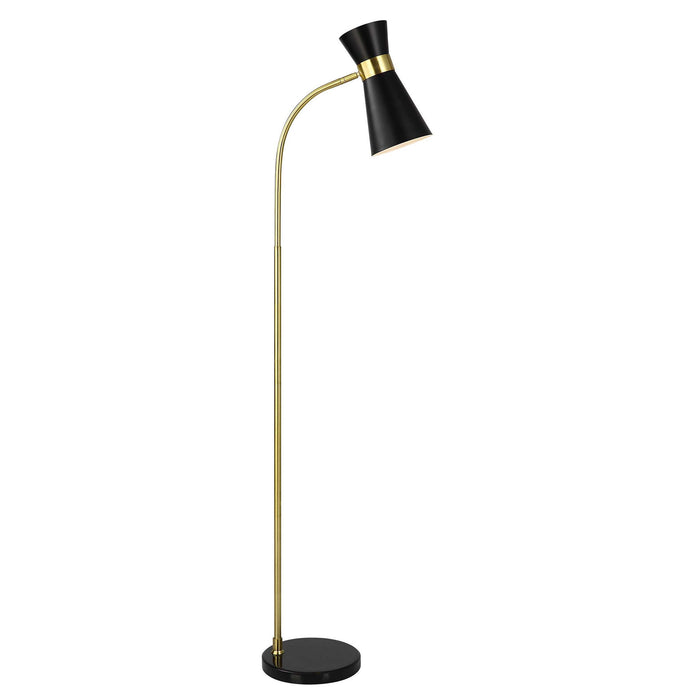 Floor Lamp With Marble Foot - Black & Gold