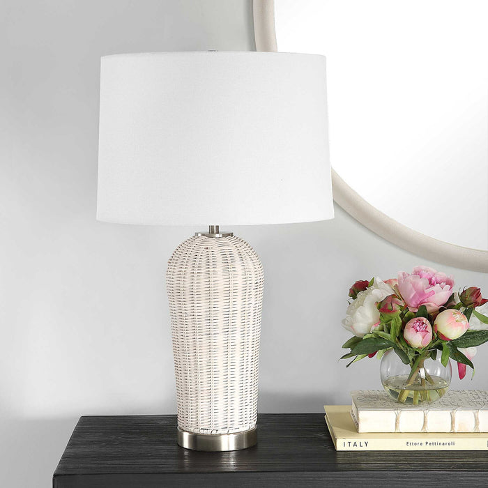 Rattan Table Lamp - White