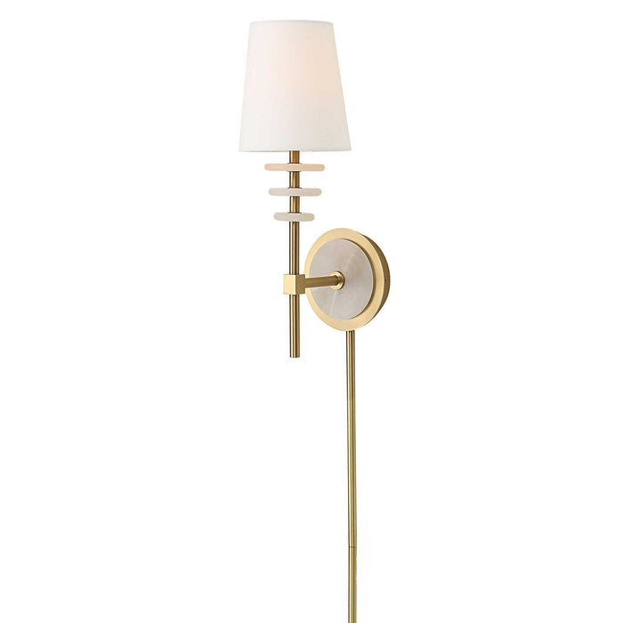 Alabaster Torch - 1 Light Sconce - Brass / White