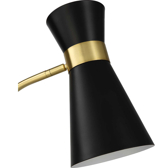 Floor Lamp With Marble Foot - Black & Gold