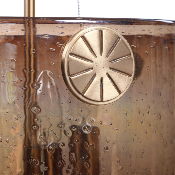 Golden Iridescent Pendant, 3 Light Pendant - Brass / Bronze / Gold