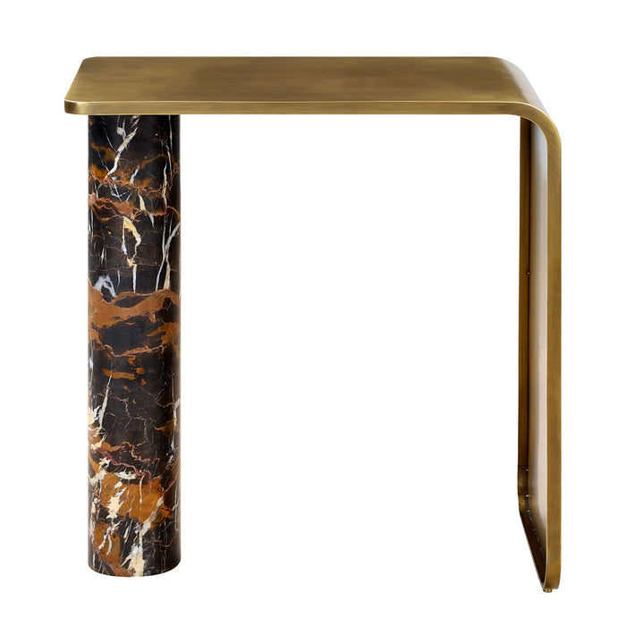 Pillar of Strength - Accent Table - Black / Brass / Brown