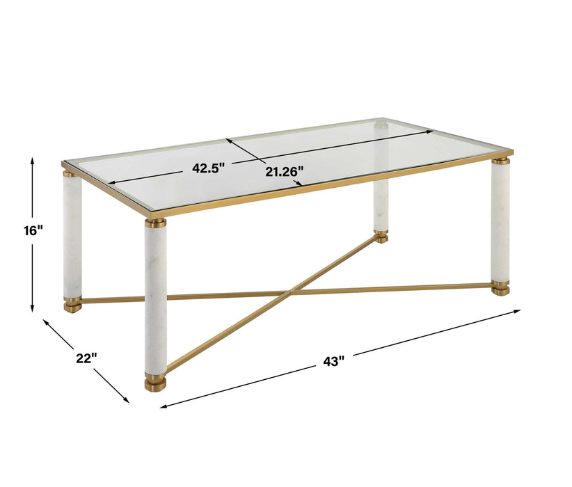 White - Pillar Coffee Table - Bronze / White