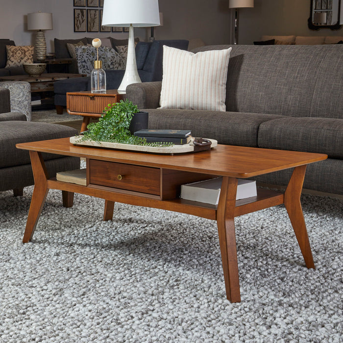 Ludwig - Occasional Rectangular Coffee Table With Drawer - Dark Brown
