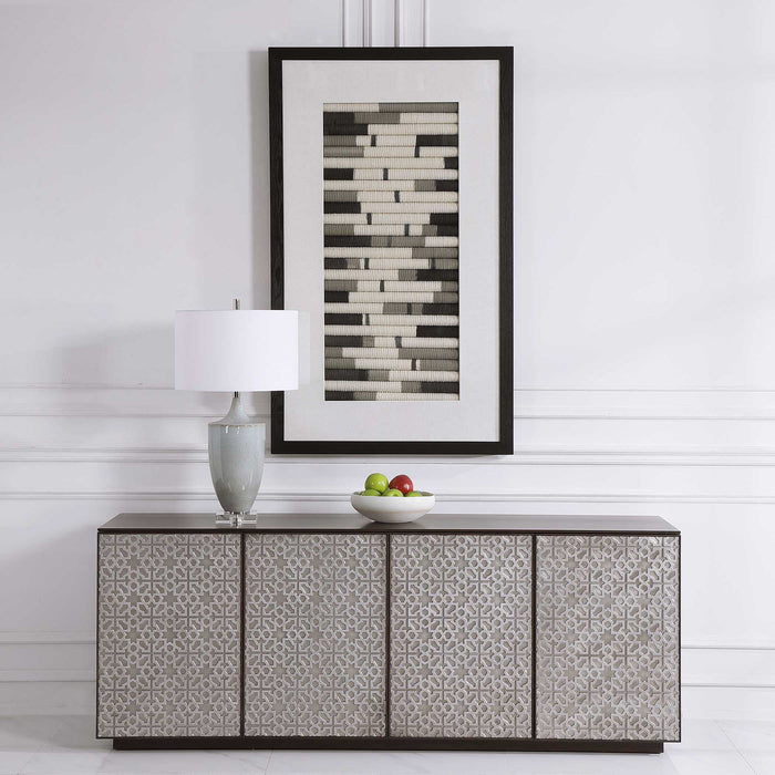 Flaxen Scroll - Shadow Box - Black / Blue / White