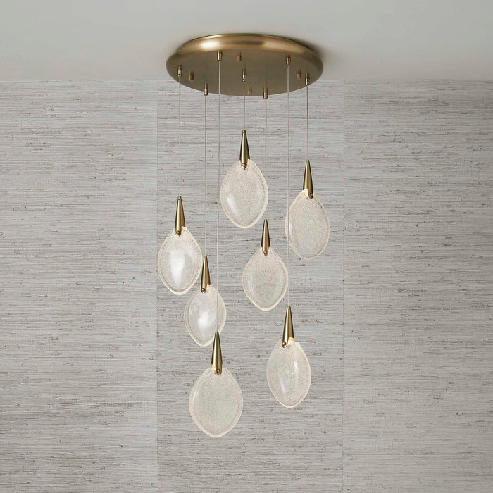 Deluge - 7 Light LED Pendant - Brass