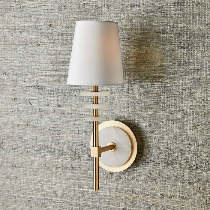 Alabaster Torch - 1 Light Sconce - Brass / White
