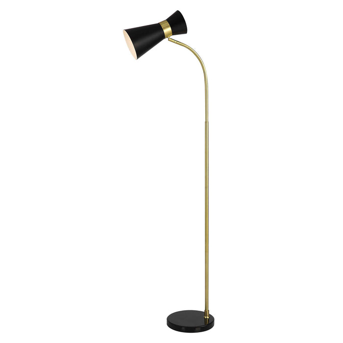 Floor Lamp With Marble Foot - Black & Gold