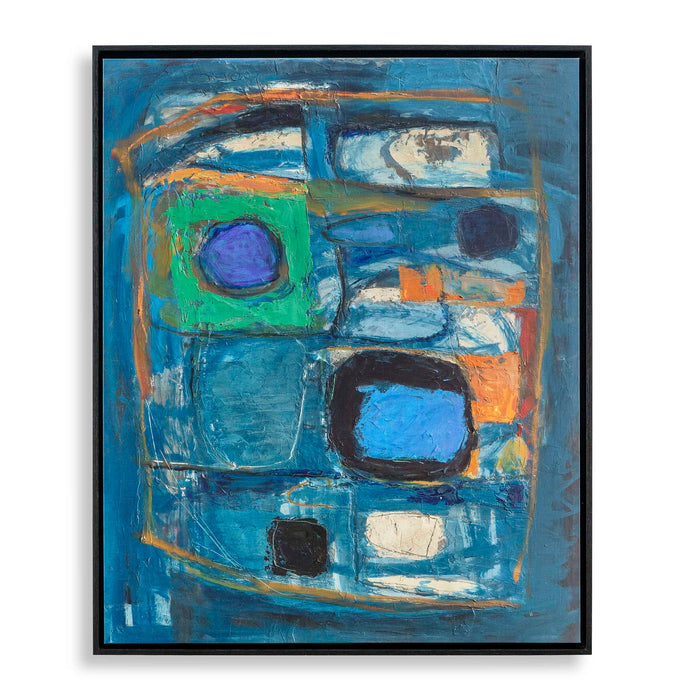Night Life - Framed Canvas - Blue / Green / Pink