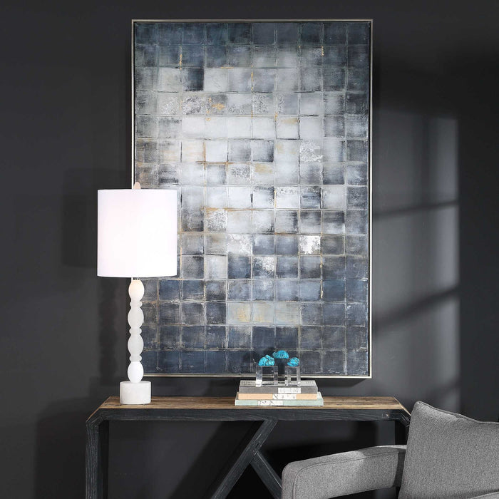 Graphs - Hand Painted Canvas - Blue / Gold / Gray