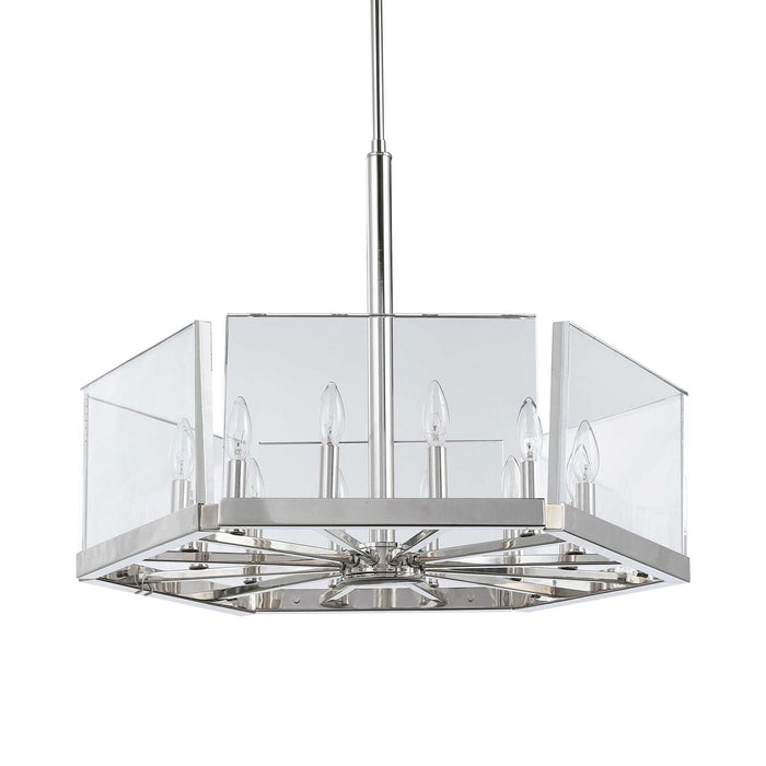 Crystal Ingot - 12 Light Pendant - Nickel / Silver