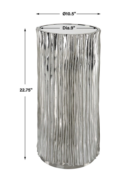 Echo - Modern Nickel Drink Table - Pearl Silver