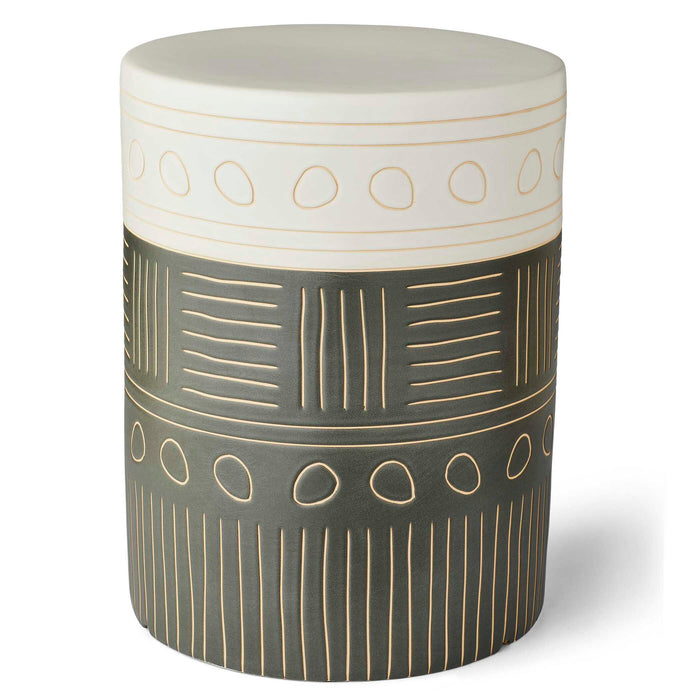 Hieroglyphics - Garden Stool - Gray / White