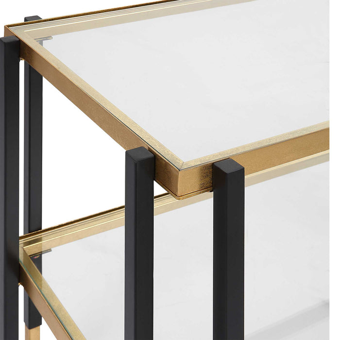 Kentmore - Glass Side Table - Black & Gold