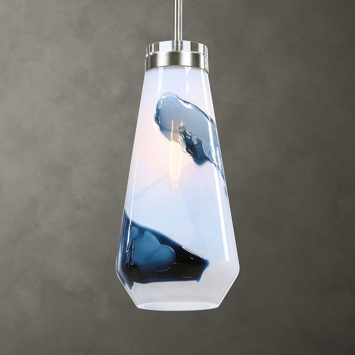 Windswept - 1 Light Mini Pendant - Blue & White