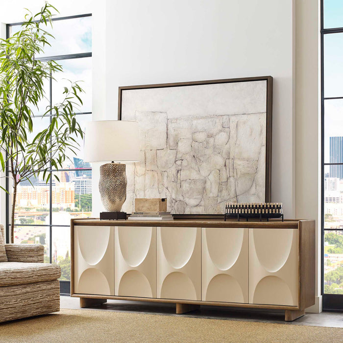 City Line - Framed Canvas - Gray / White / Woodtone