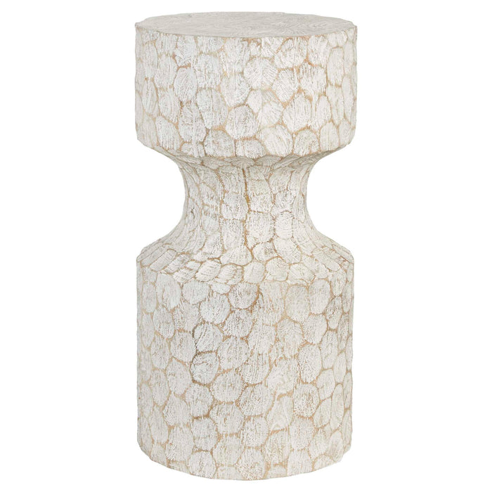 Whittled - Accent Table - White / Woodtone