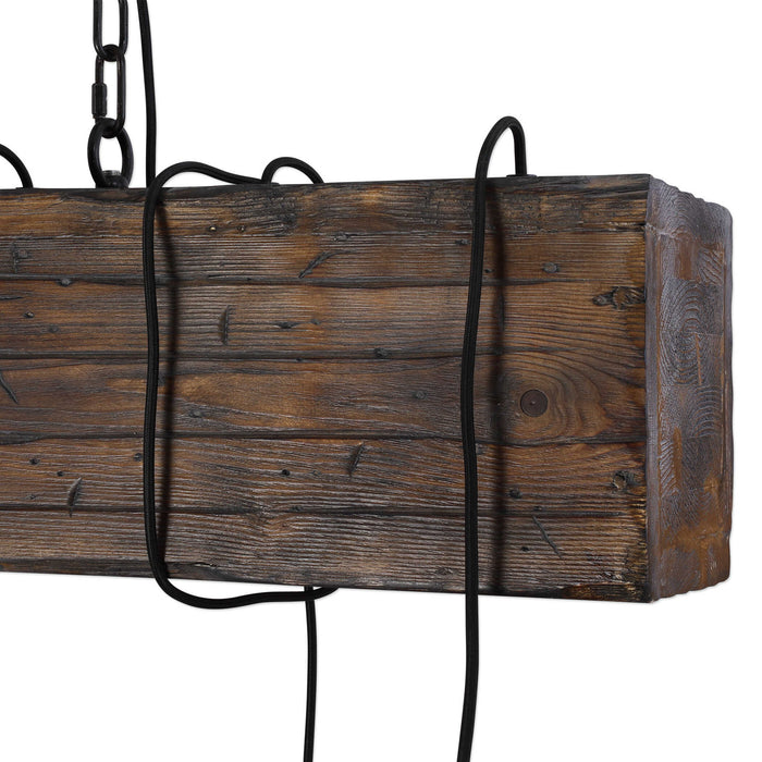 Reading Station - 9 Light Pendant - Bronze / Woodtone