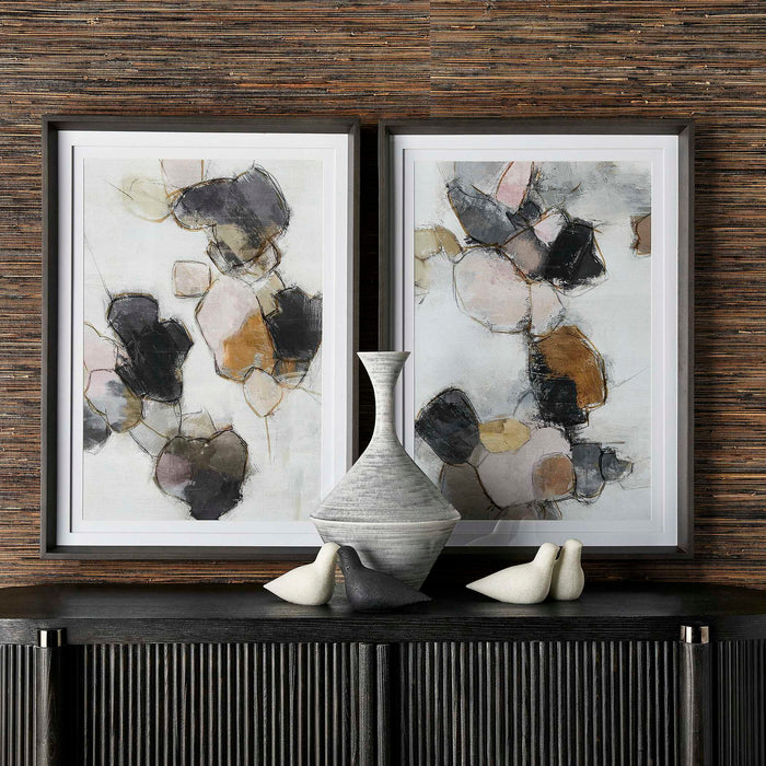 Plunging Pastels - Framed Prints (Set of 2) - Black / Brown / Gray