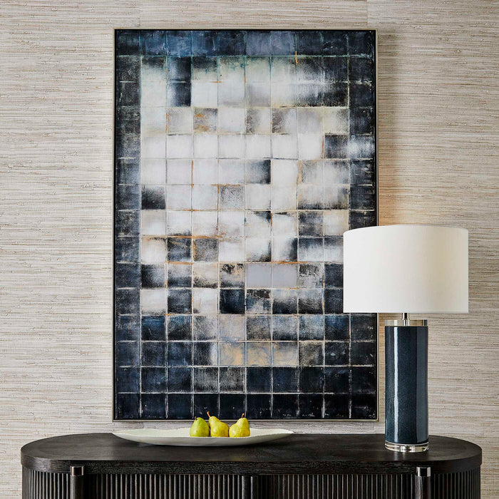 Graphs - Hand Painted Canvas - Blue / Gold / Gray