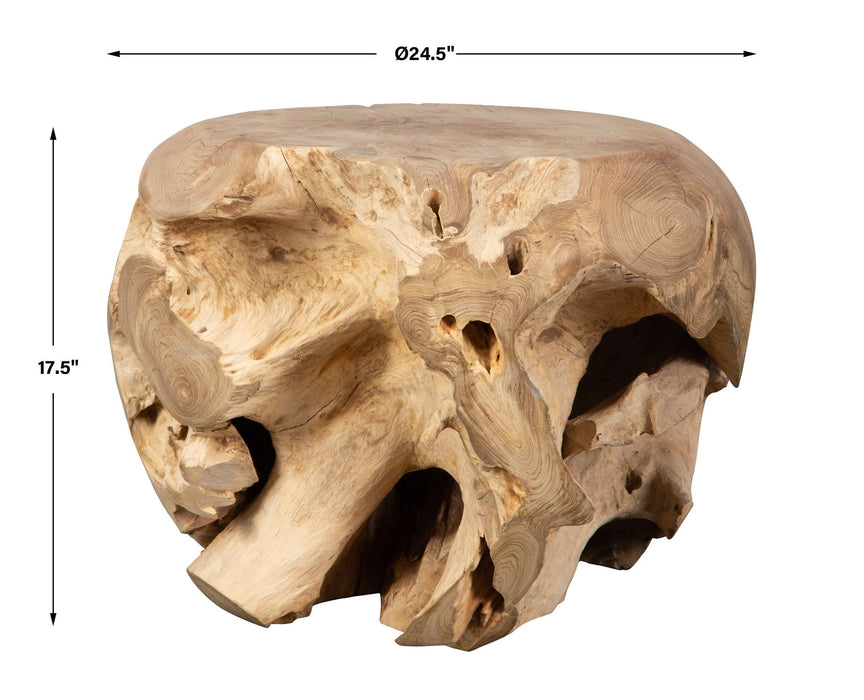 Sola - Handcrafted Teak Side Table - Beige