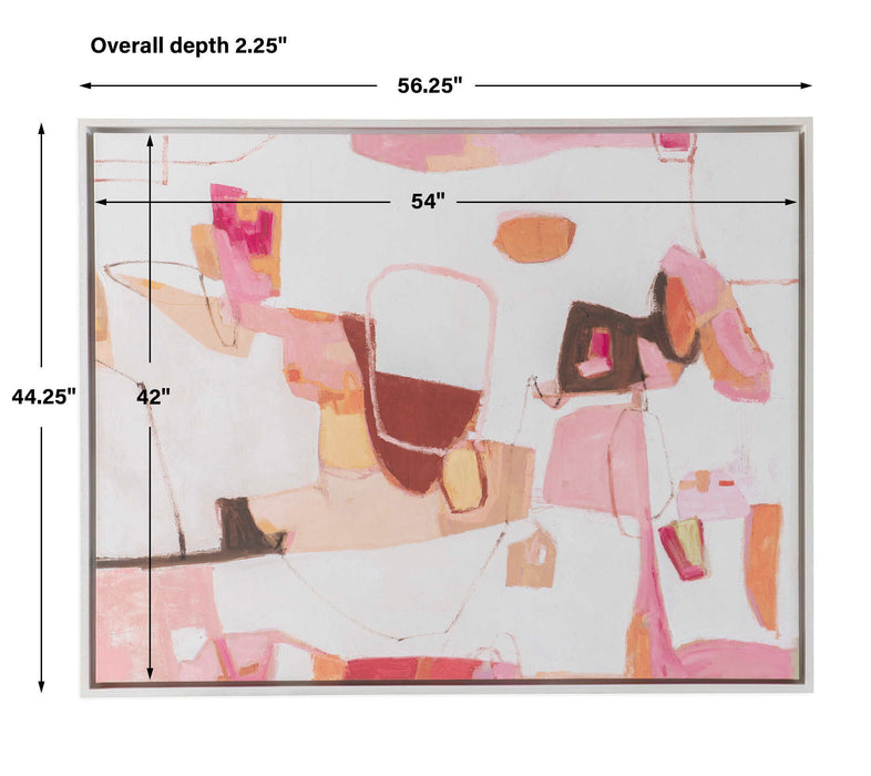 She Came For The View - Framed Canvas - Brown / Orange / Pink