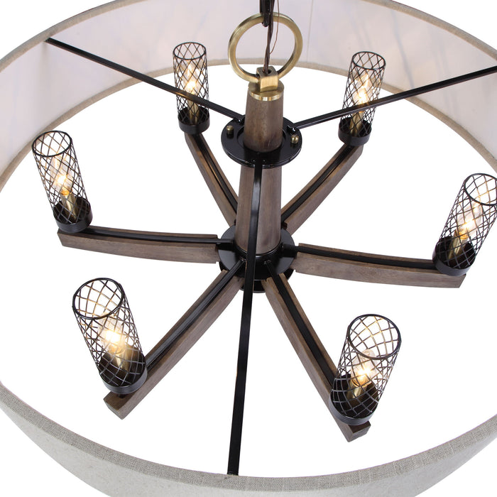 Woodall - 6 Light Drum Chandelier - Light Brown