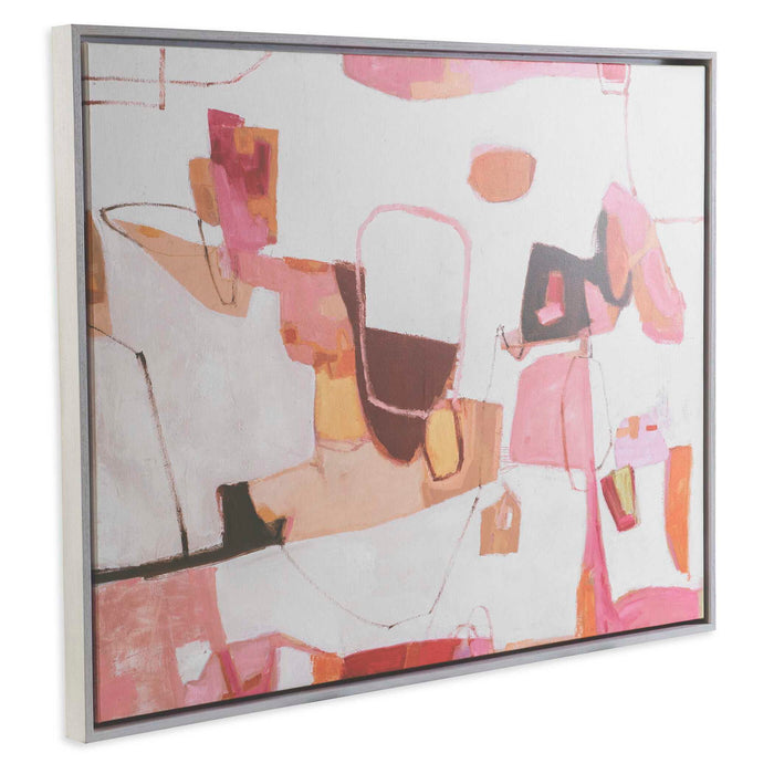 She Came For The View - Framed Canvas - Brown / Orange / Pink