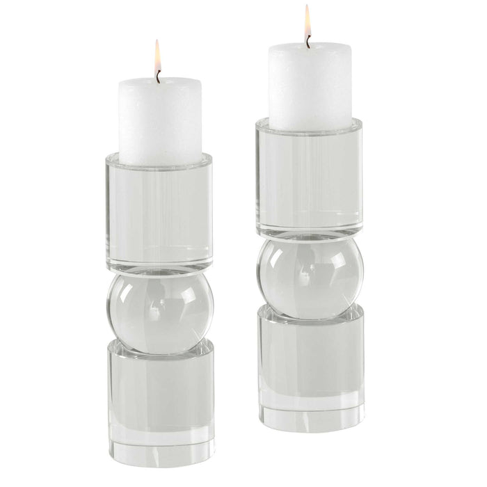 Luminous - Candleholders (Set of 2) - Pearl Silver