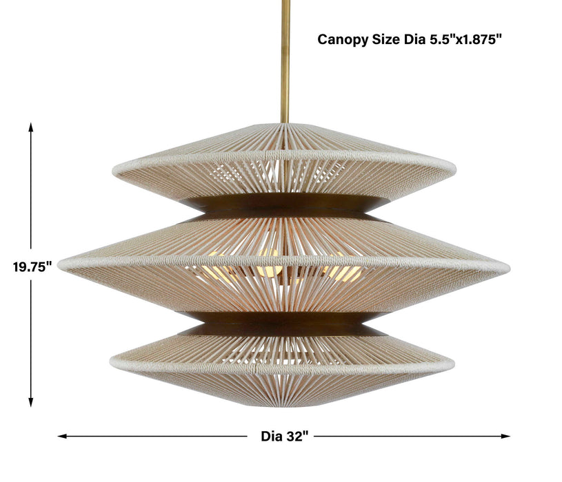 String Trio - 6 Light Pendant - Brass / White