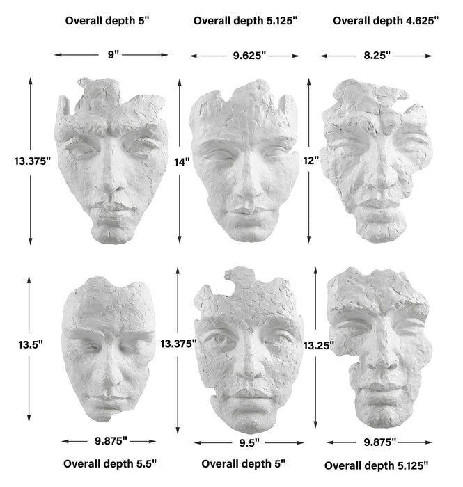Self-Portrait - Mask Wall Decor (Set of 6) - White