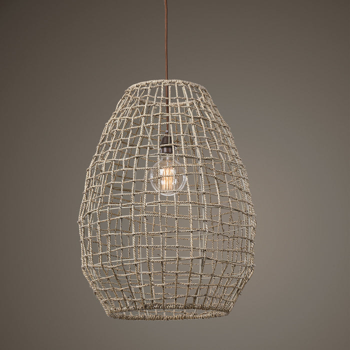 Cross - Weave 1 Light Pendant - Beige
